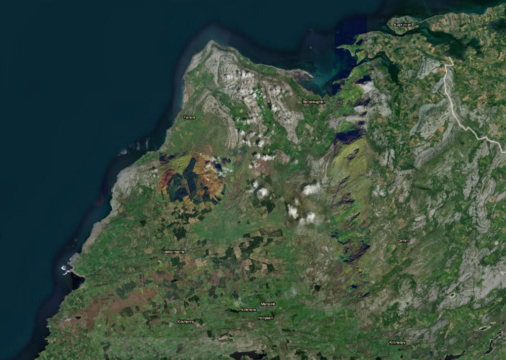 Satellite image of the Burren